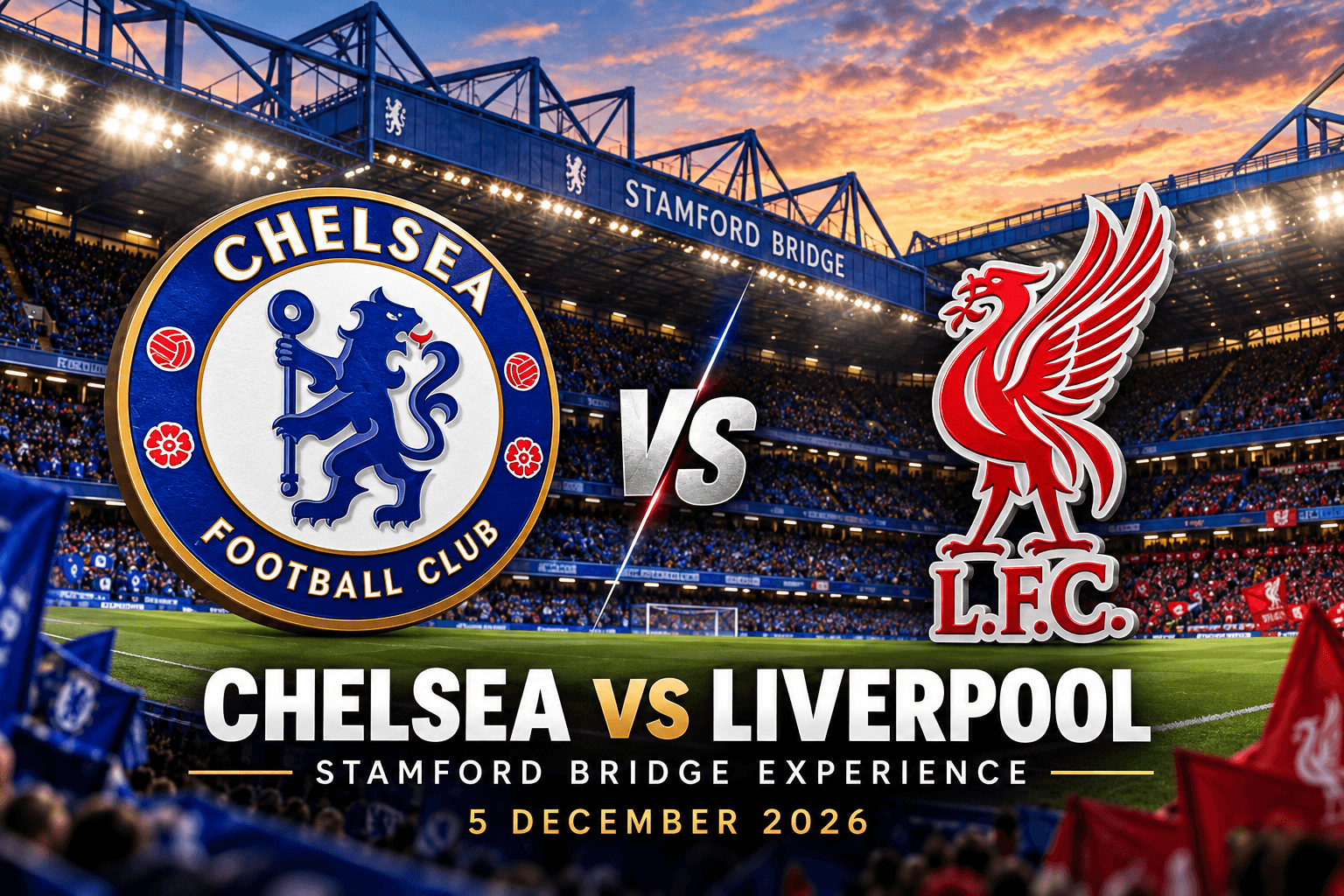 Chelsea vs Liverpool football travel package in Stamford Bridge by Beyond The Rift Tours