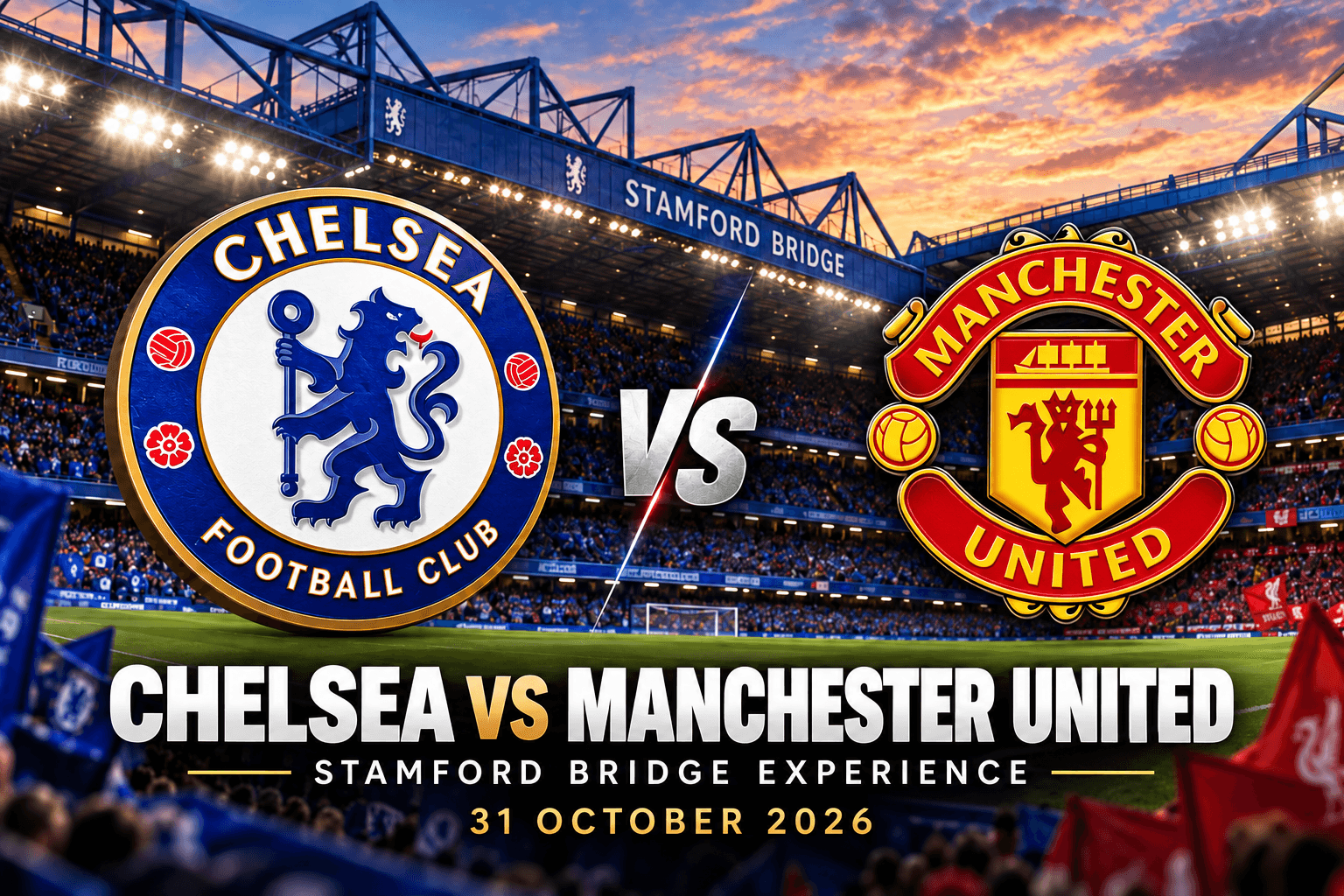 Chelsea vs Manchester United football travel package in Stamford Bridge by Beyond The Rift Tours